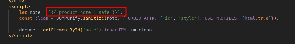 Product note JS string escape